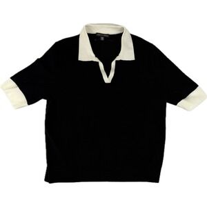Saks Fifth Avenue Knit Polo Top Women's XL Short Sleeve Color‎ Block